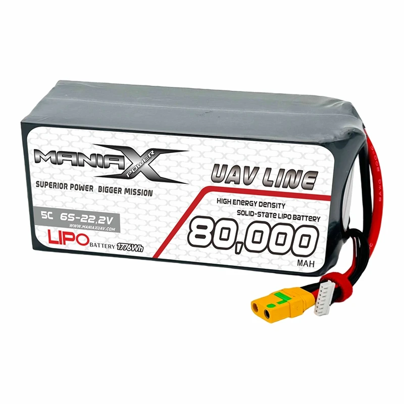 400Wh/Kg Solid{1}}State Lipo 6S-22.2V 80 000mAh 5C Drone/UAV/eVTOL/Multi-Rotors батерия